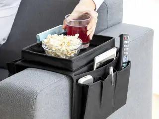 Bakke til sofa med organizer - sort,