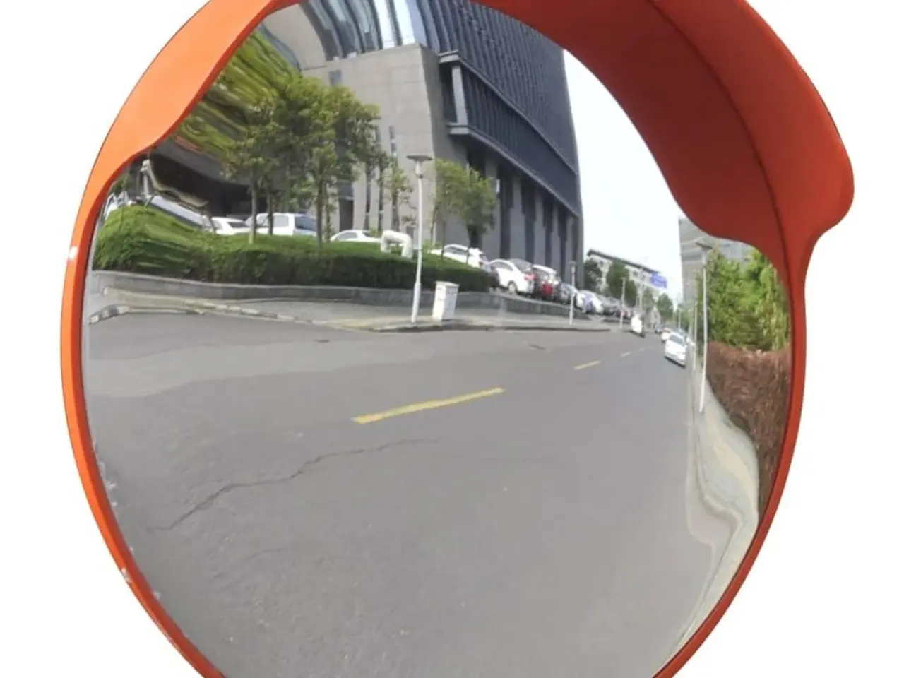 Billede 1 - Konvekst trafikspejl i PC-plast - orange, 45 cm, udendørs
