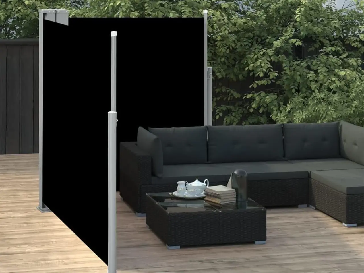 Billede 3 - Sammenrullelig sidemarkise 140 × 600 cm - sort
