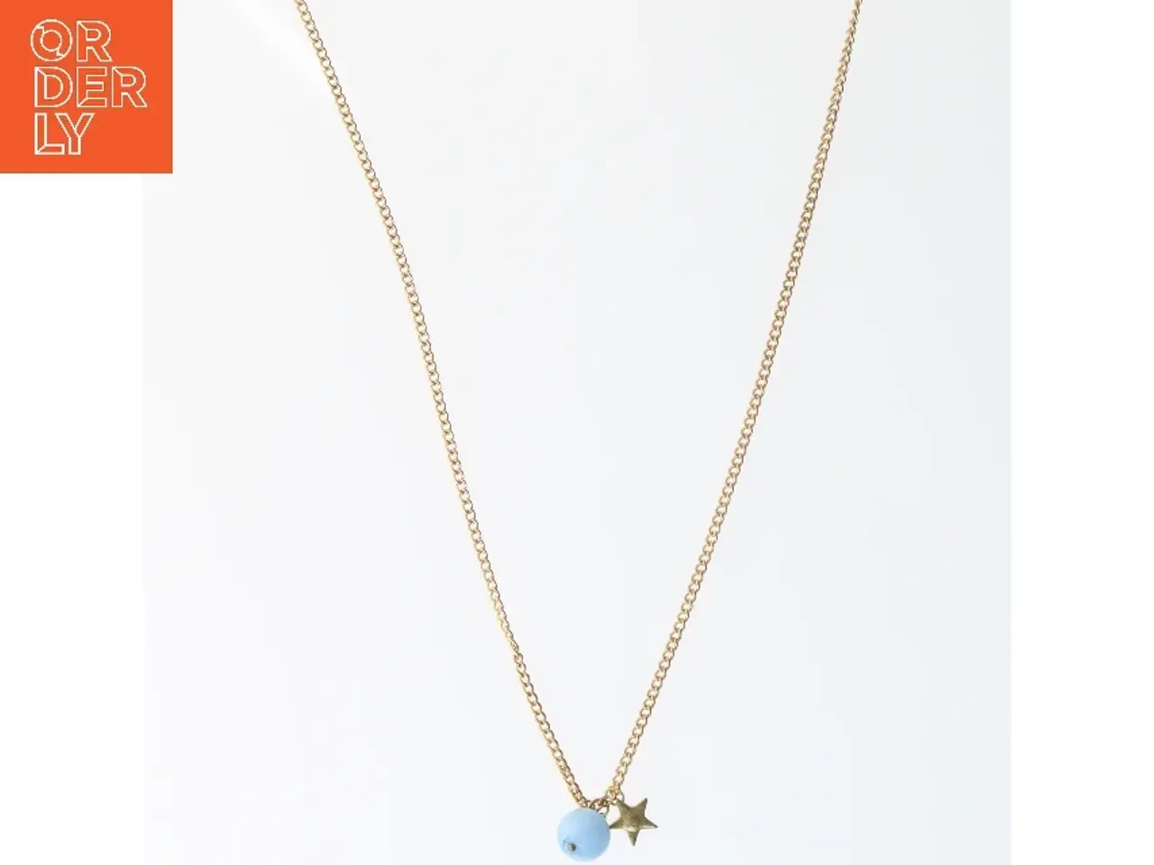 Billede 1 - Guld halskæde med blå perle og stjerne (str. 86 cm)