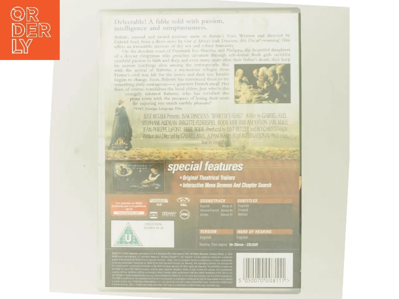 Billede 3 - Babette's Feast (Babettes gæstebud) med Stephane Audran (DVD)