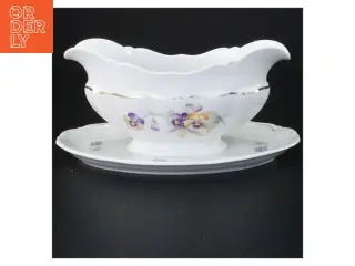 Porcelæns sovseskål med blomstermotiv fra Bavaria (str. 22 x 14 cm)