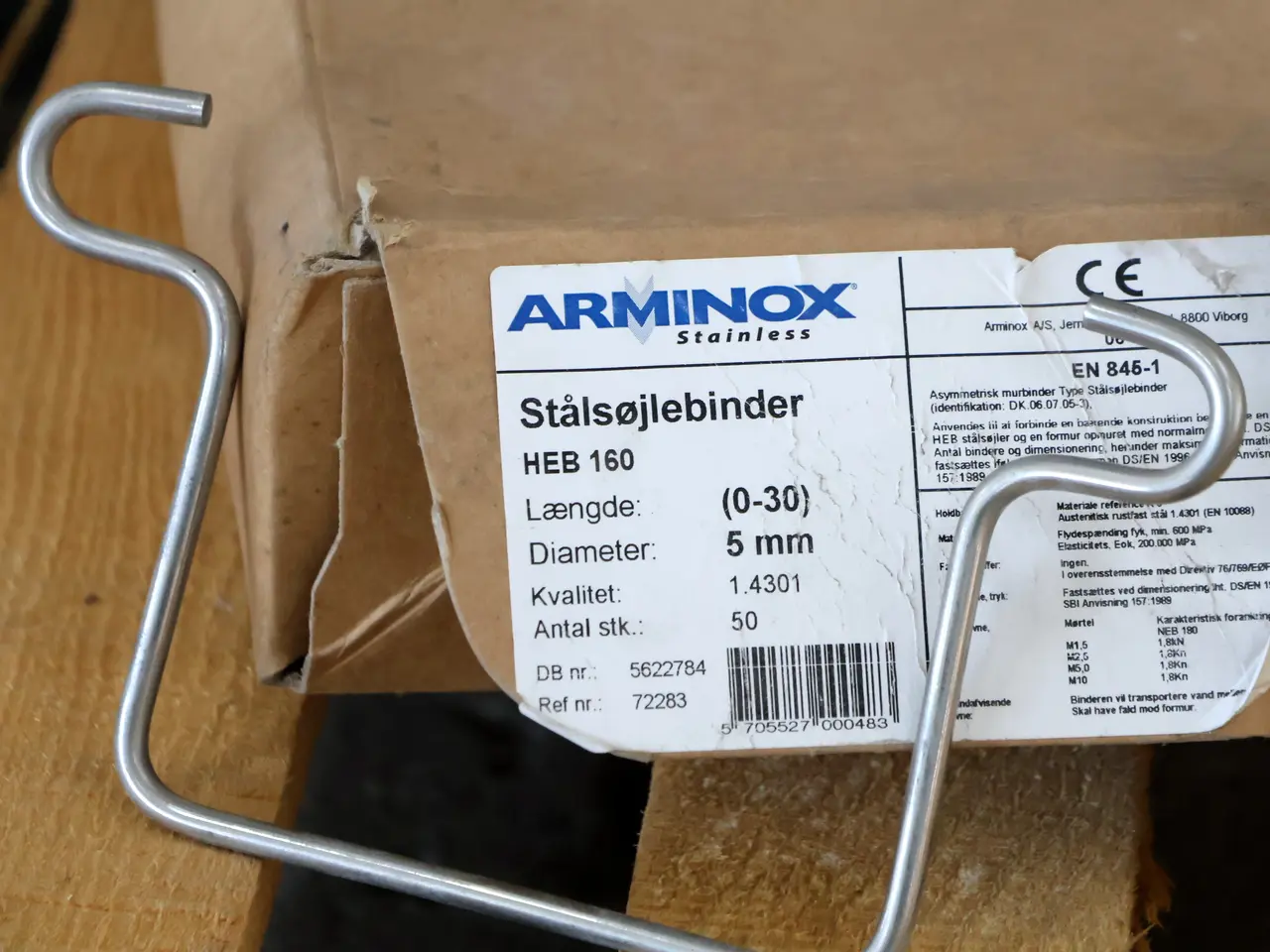 Billede 2 - 50 Stk Arminox murbindere, søjlebinder HEB160
