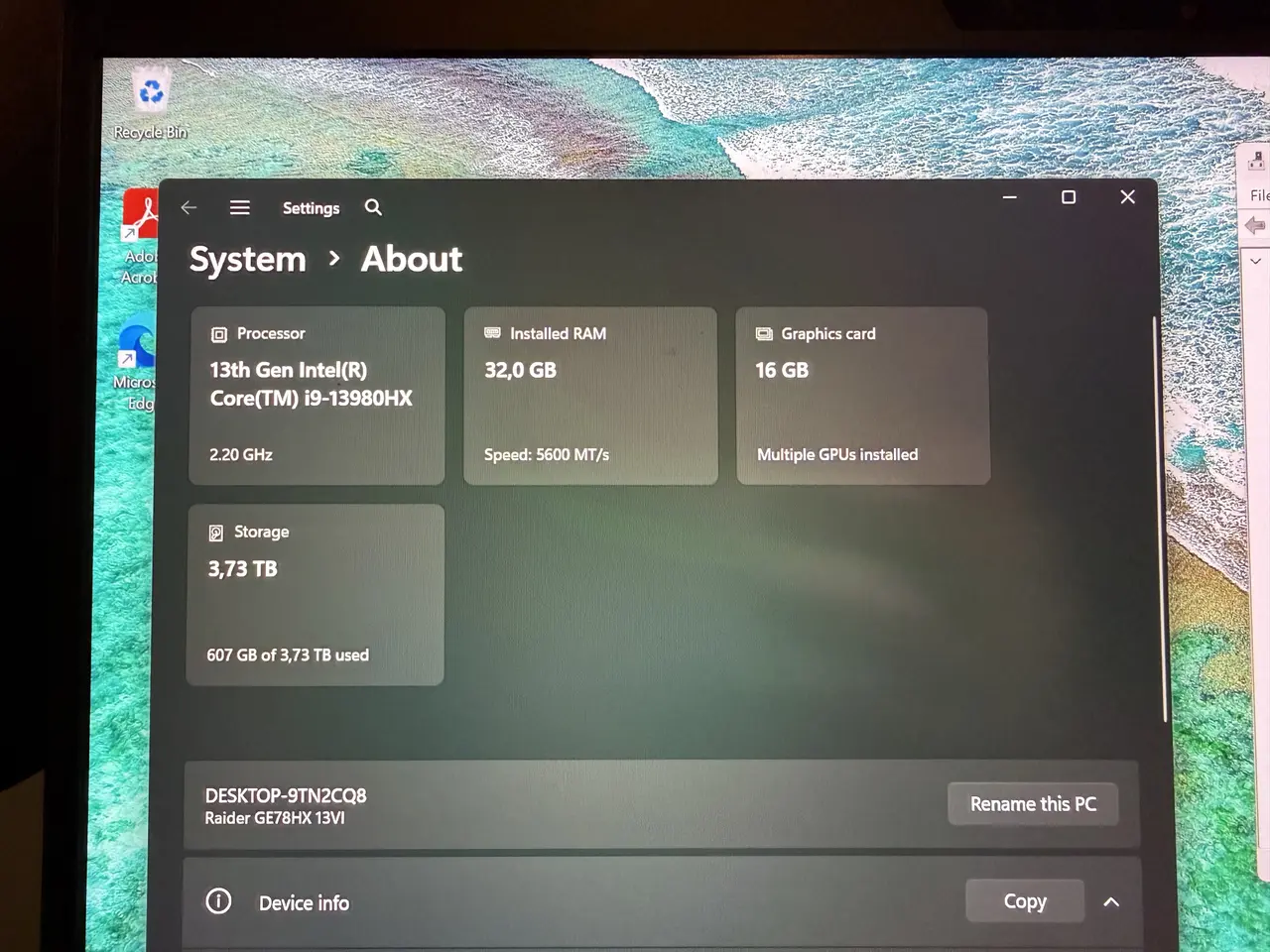 Billede 11 - Bærbar Computer MSI Raider GE78HX 13VI