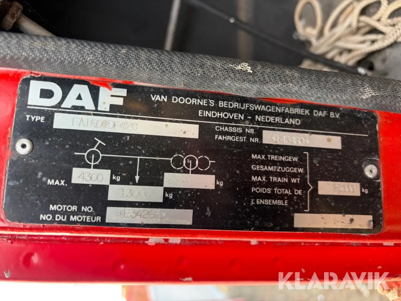 Billede 5 - Veteranlastbil DAF FA1600DF420