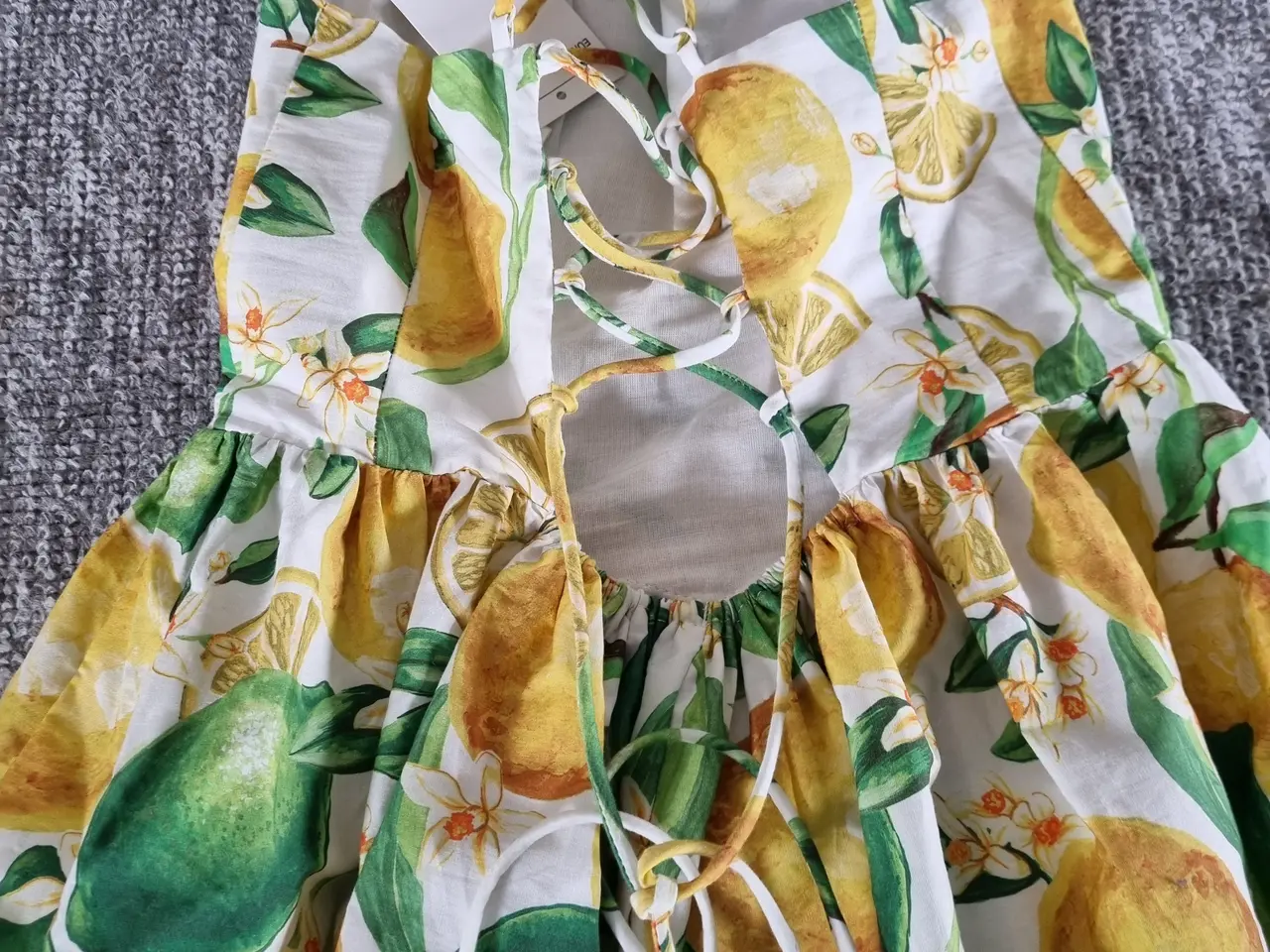 Billede 3 - Stropkjole i bomuld (citron/lime tema), str XS