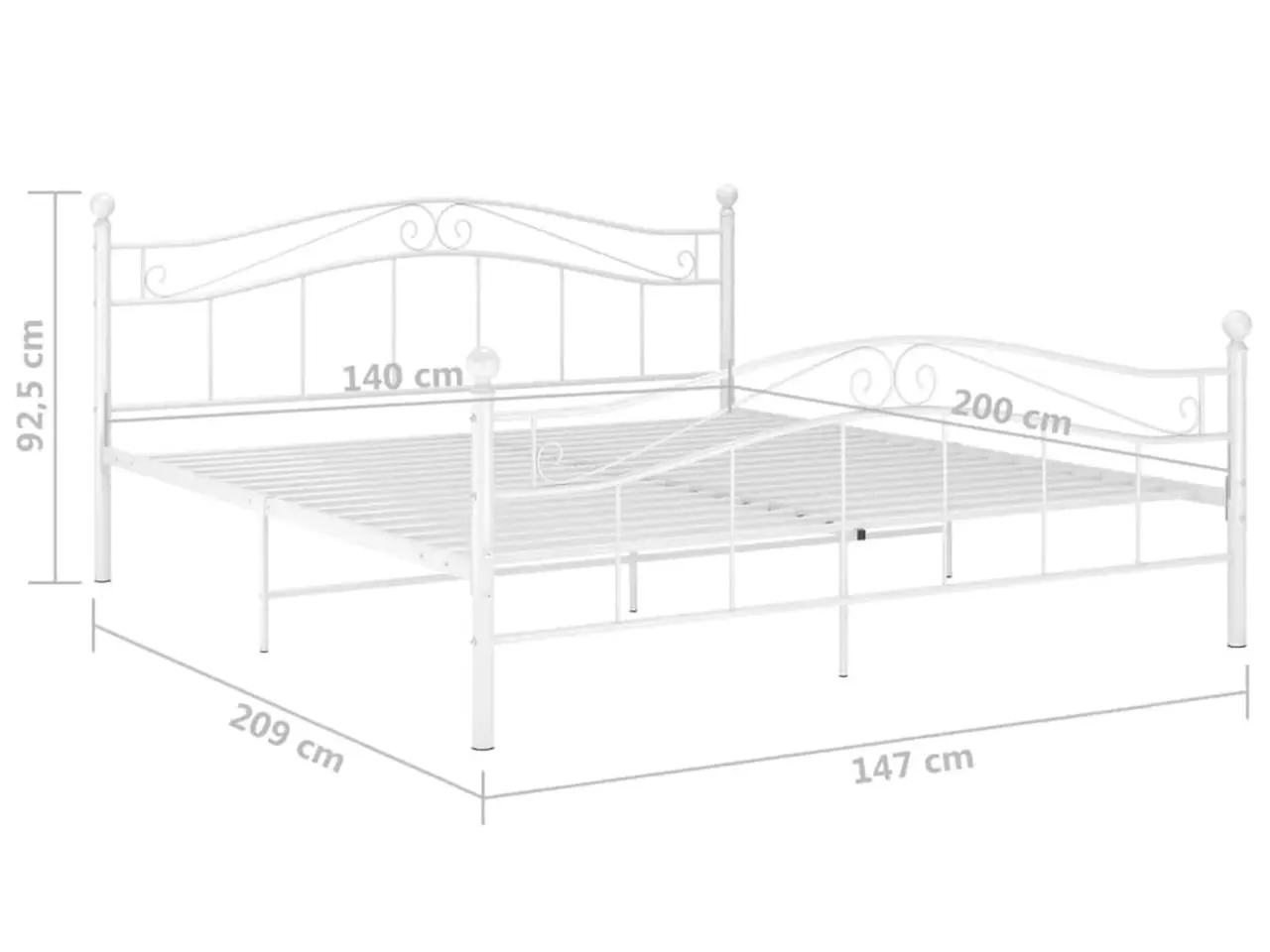 Billede 8 - Sengeramme 140x200 cm i metal - hvid dobbeltseng