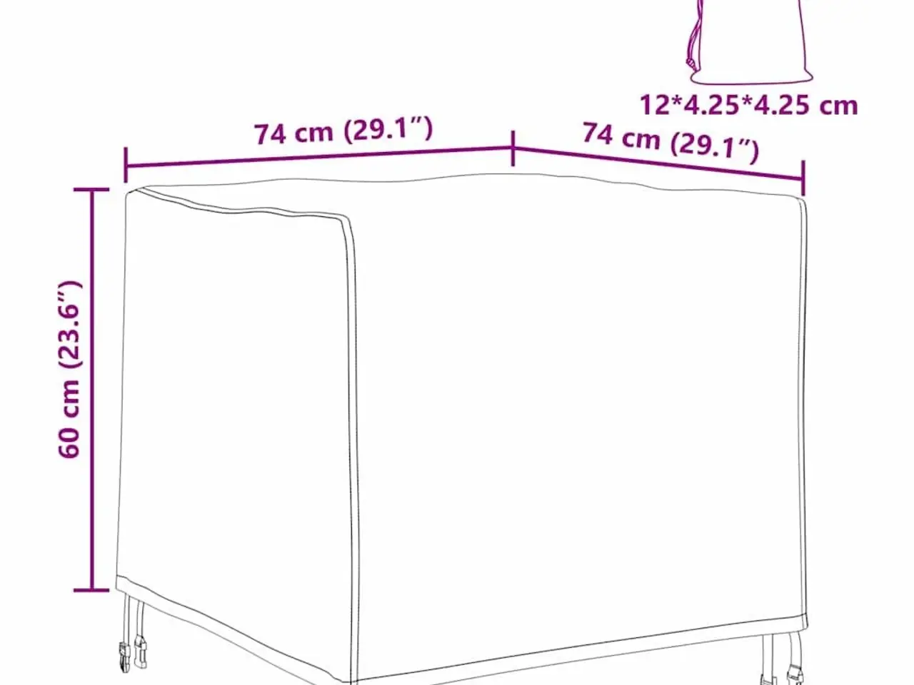 Billede 10 - Udendørs møbelovertræk Sort 74 x 74 x 60 cm 420D Oxford Stof