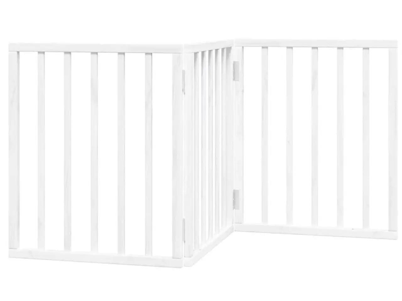 Billede 2 - Hundelåge 3 paneler 150 cm foldbar i poppeltræ - hvid