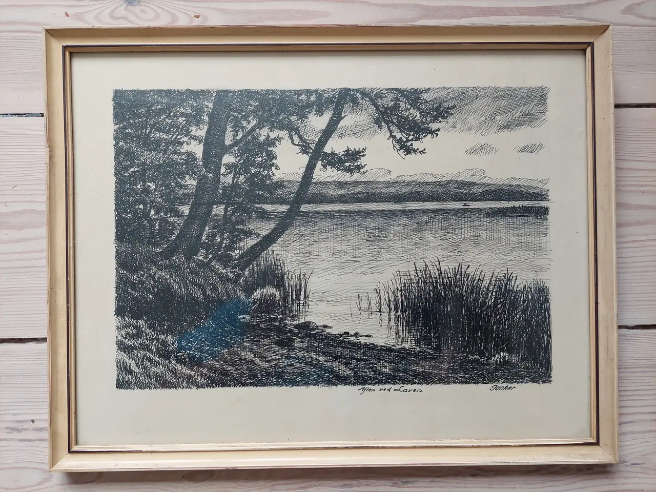 Billede 3 - Original tegning "Aften ved Laven" af Junker