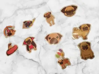 Mops Klistermærke-Pakke – 10 Charmerende og Sjove 