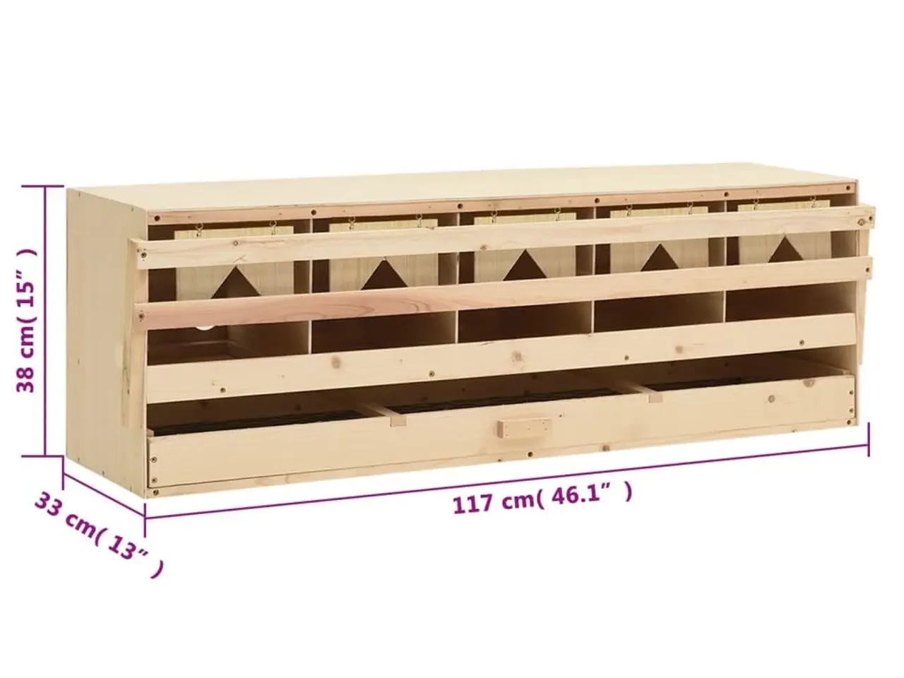 Billede 7 - Redekasse til høns med 5 rum 117 x 33 x 38 cm