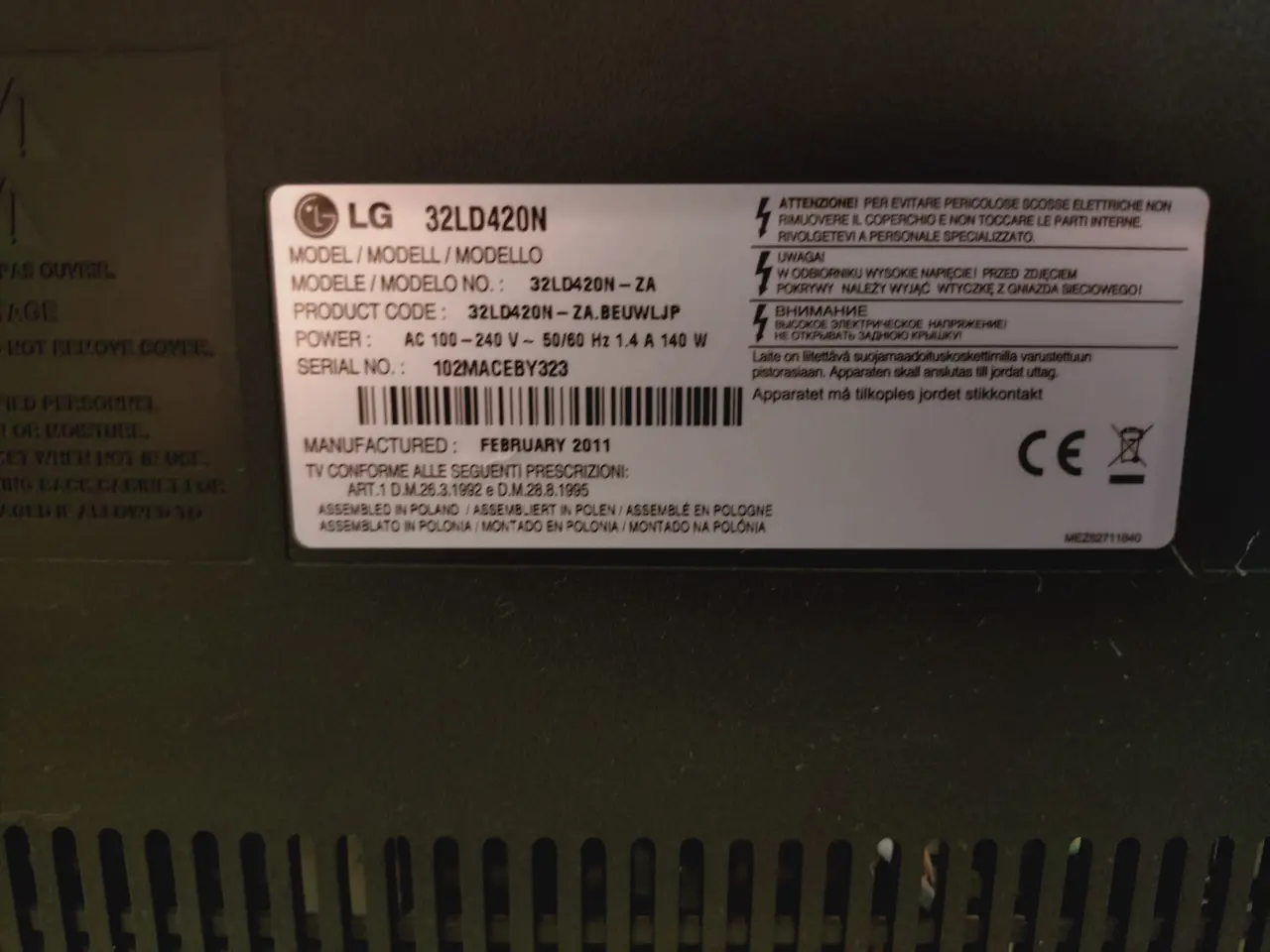Billede 2 - LG TV 32" med fod