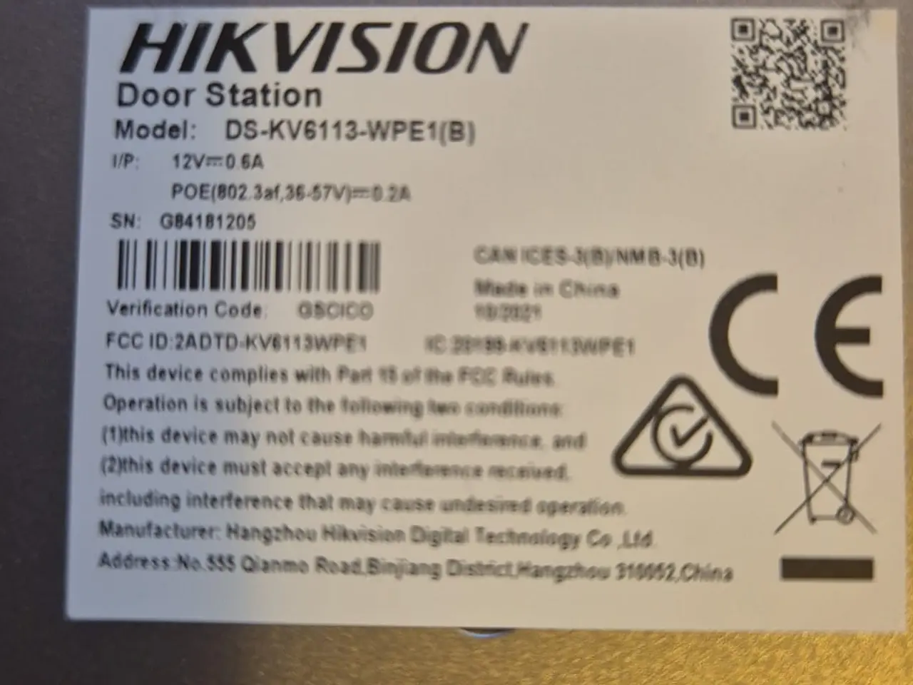 Billede 2 - Hikvision doorbell
