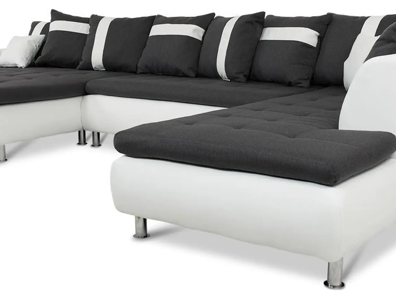 Billede 3 - Miami XL U-sofa venstrevendt - hvidt tekstillæder og koksgrå puder