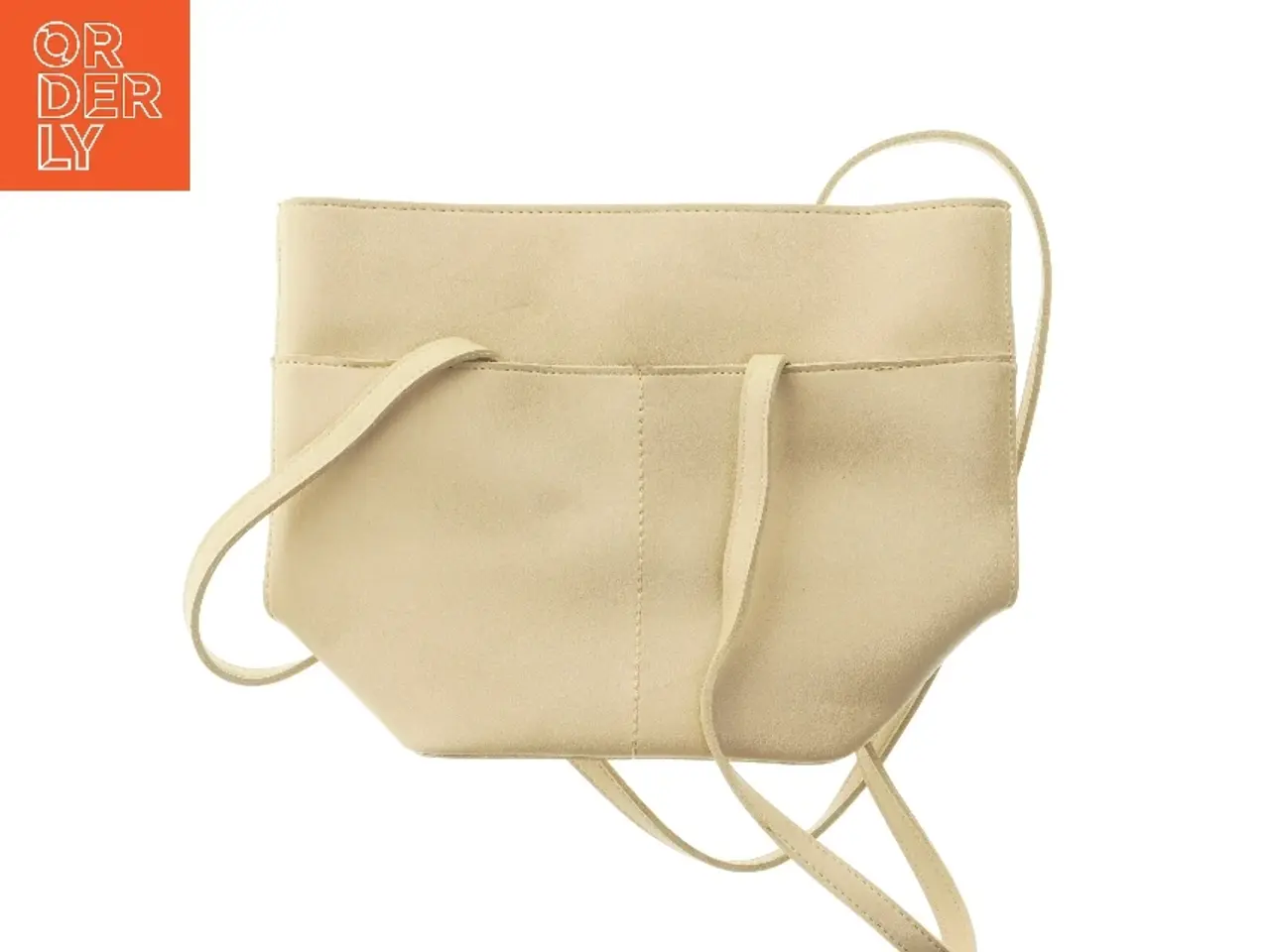 Billede 1 - Beige skuldertaske i læderlook (str. 33,5x24,5 cm)