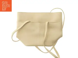 Beige skuldertaske i læderlook (str. 33,5x24,5 cm)