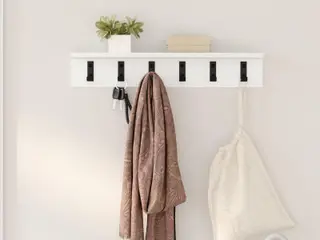 Vægmonteret knagerække med hylde - hvid 60 × 10,5 × 10,5 cm