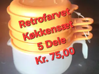 Retrofarvet Tupperware Køkkensæt