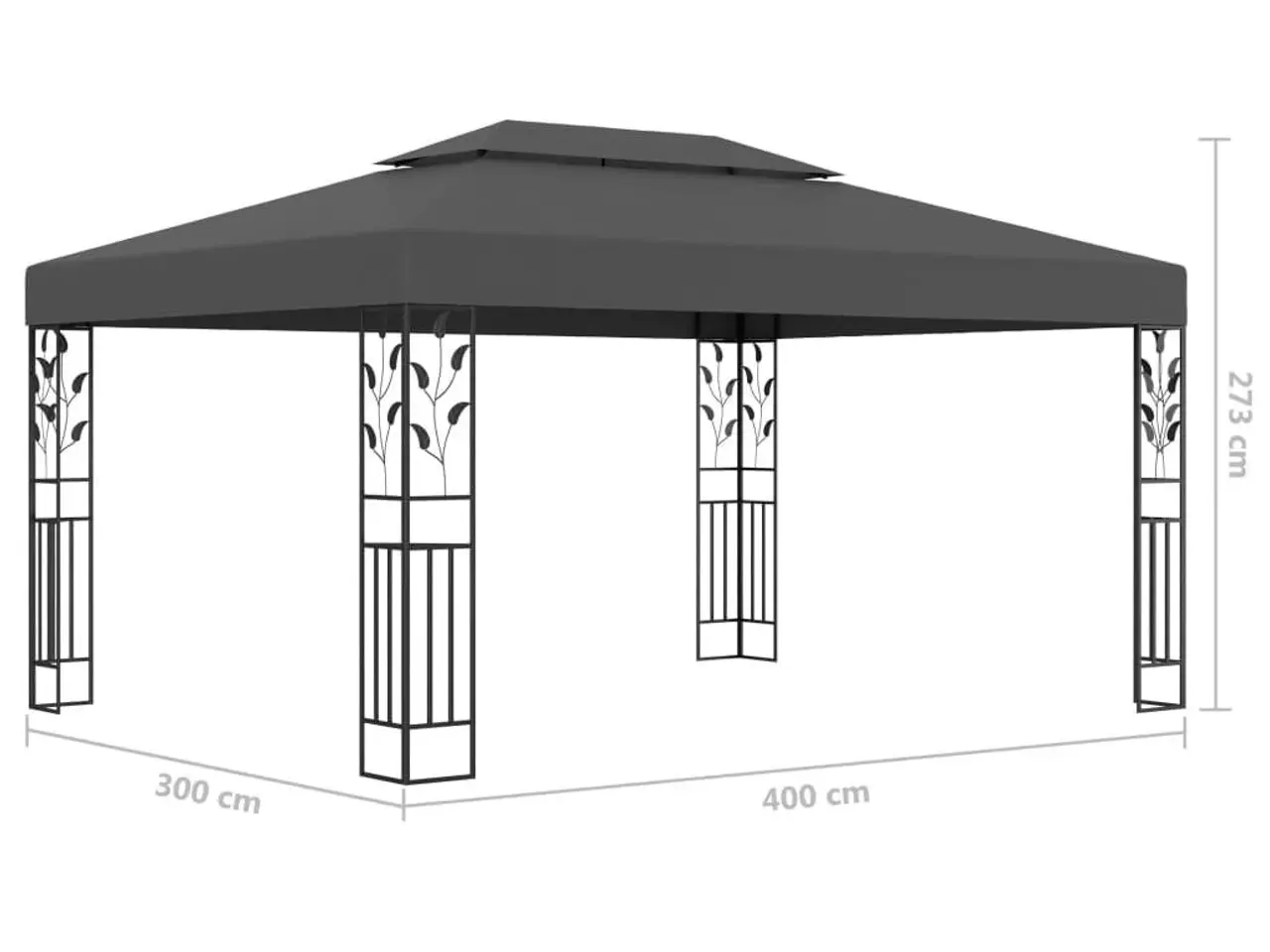 Billede 6 - Pavillon med dobbelt tag 3x4 m antracitgrå