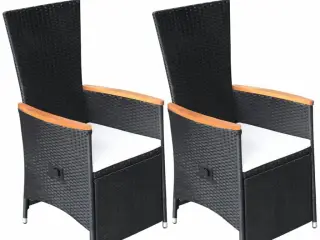 Havelænestole 2 stk. med hynder polyrattan sort