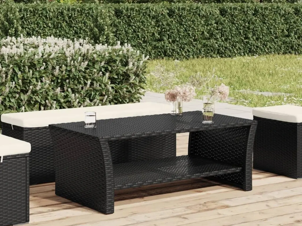 Billede 1 - Sofabord i polyrattan - 100 × 50 × 40 cm, sort