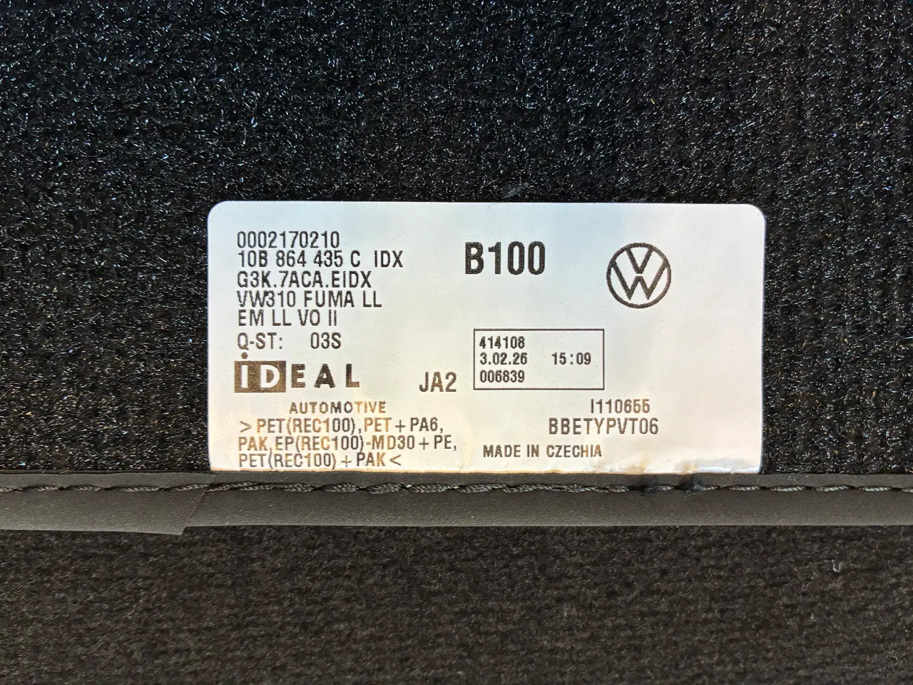 Billede 2 - 4 stk. originale måtter til VW ID 3.
