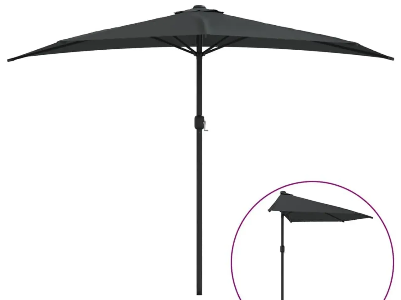 Billede 2 - Halvrund balkonparasol 300 × 155 cm - antracitgrå med aluminiumsstang