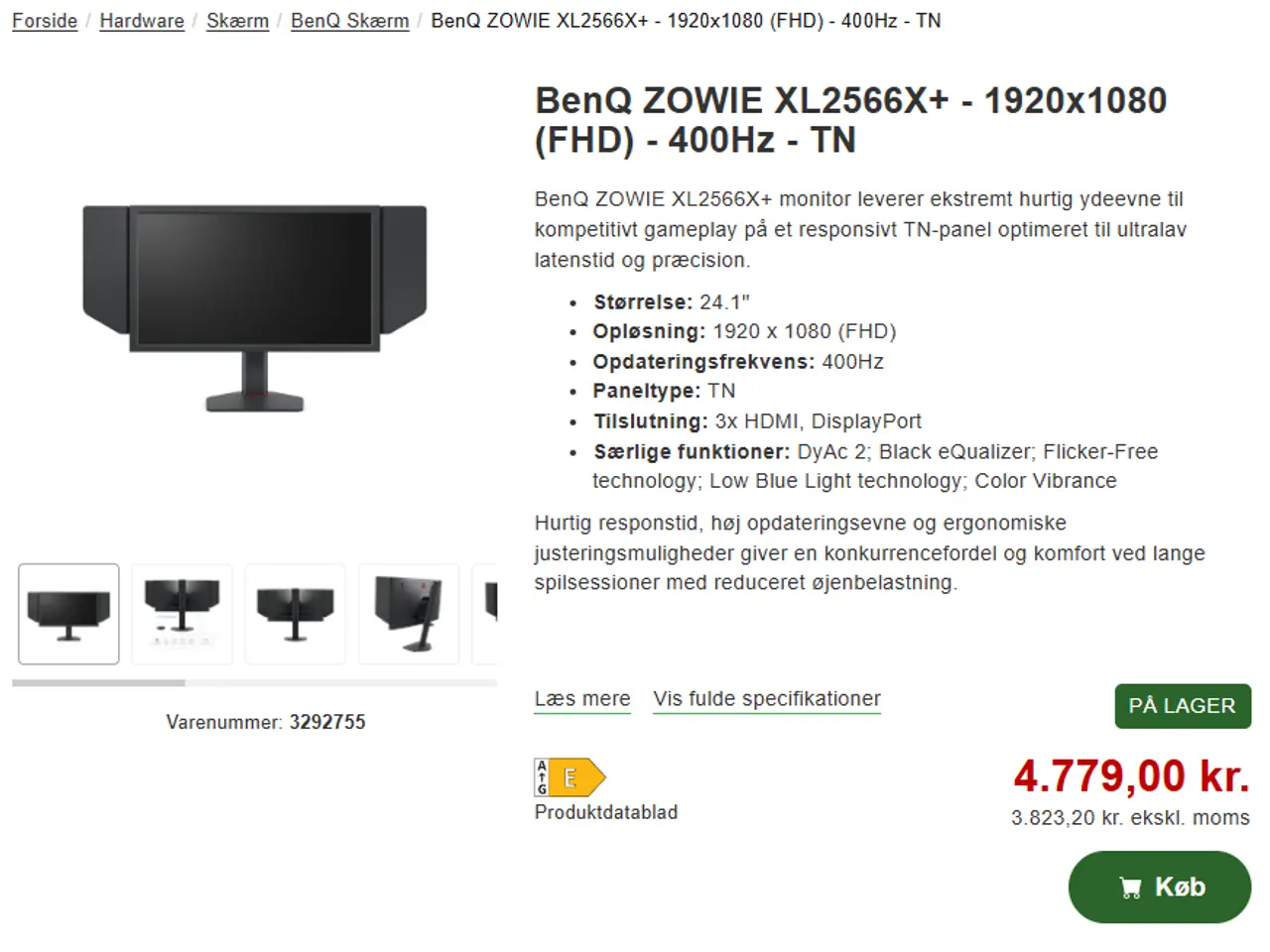 Billede 3 - BenQ ZOWIE XL2566X+ – 400Hz gaming-skærm