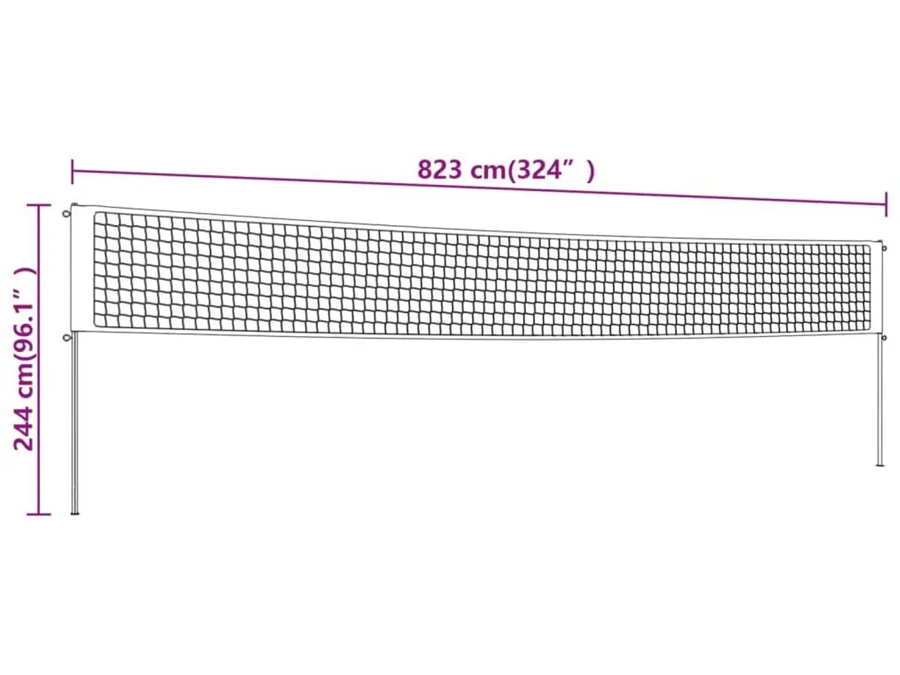 Billede 8 - Volleyballnet 823 × 244 cm i PE - gul/sort med tilbehør
