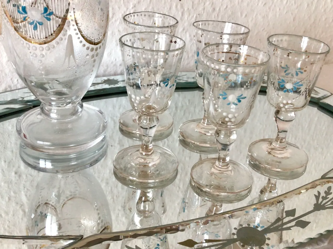 Billede 4 - Antik glas Karaffel med små glas