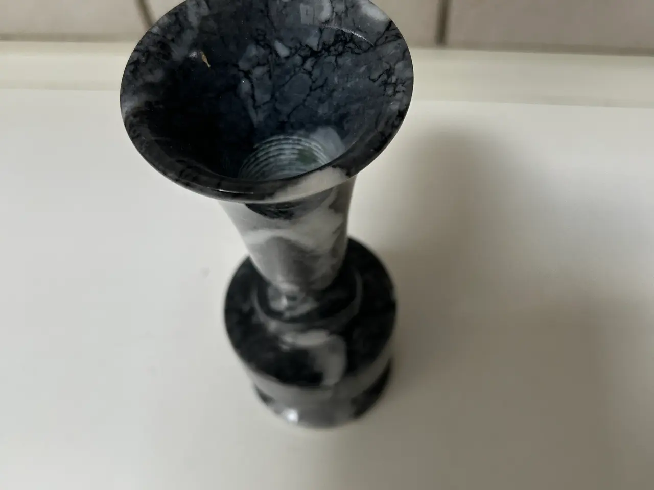 Billede 2 - Vintage marmor vase i grå og hvid