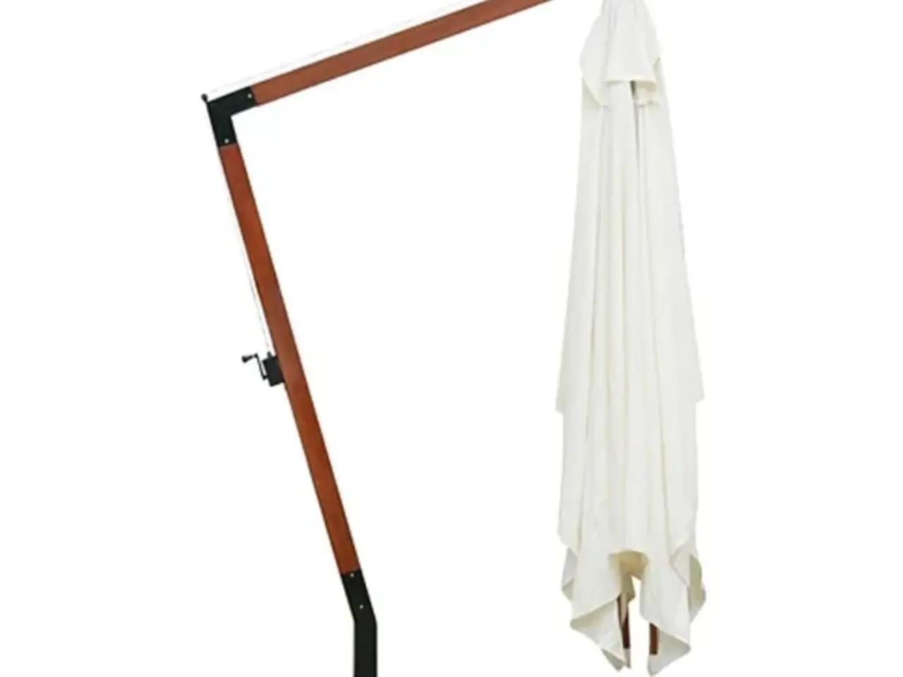 Billede 4 - Hængeparasol 300 × 400 cm - hvid polyester med træstativ