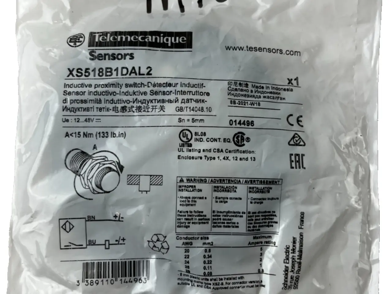 Billede 1 - Telemecanique XS518B1DAL2 Proximity Sensor M18 5mm