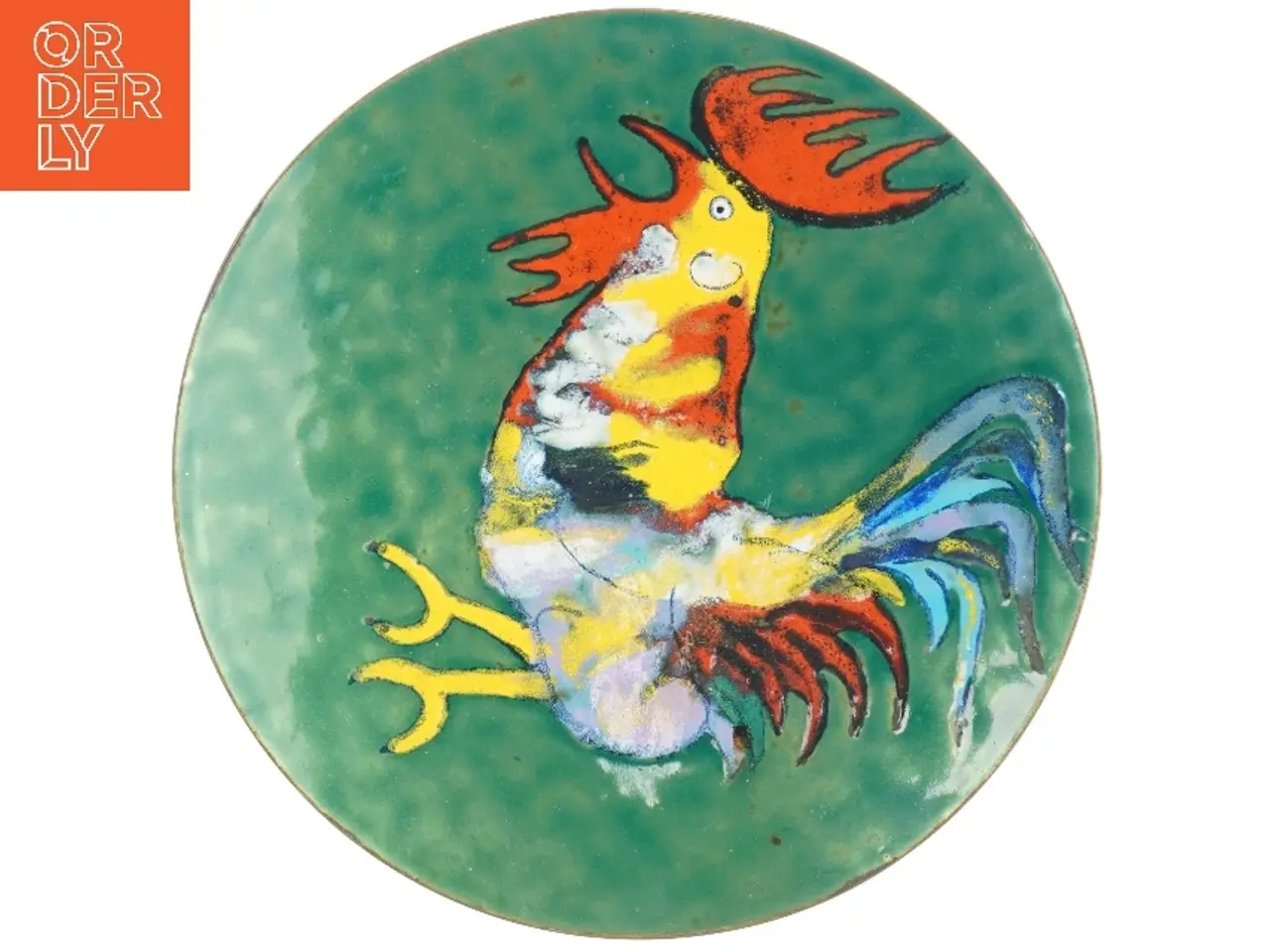 Billede 1 - Emailleret dekorativ tallerken (str. Ø. 28 cm)