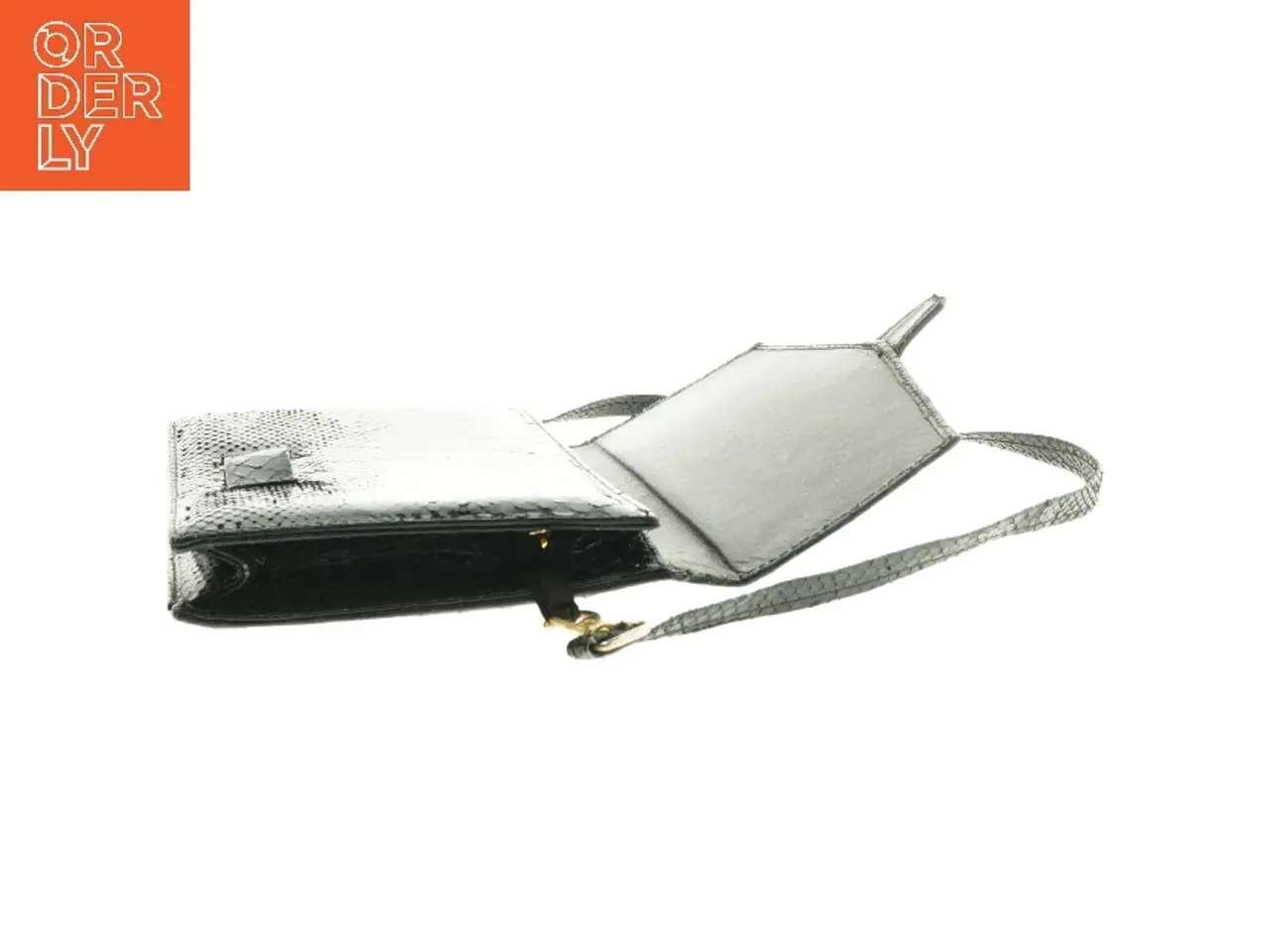Billede 5 - Sort slangeskindstaske/clutch (str. 25 x 16,5 cm)