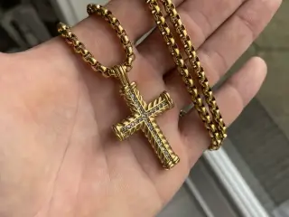 4.5mm Goldfilled venezia kæde med unikt kors