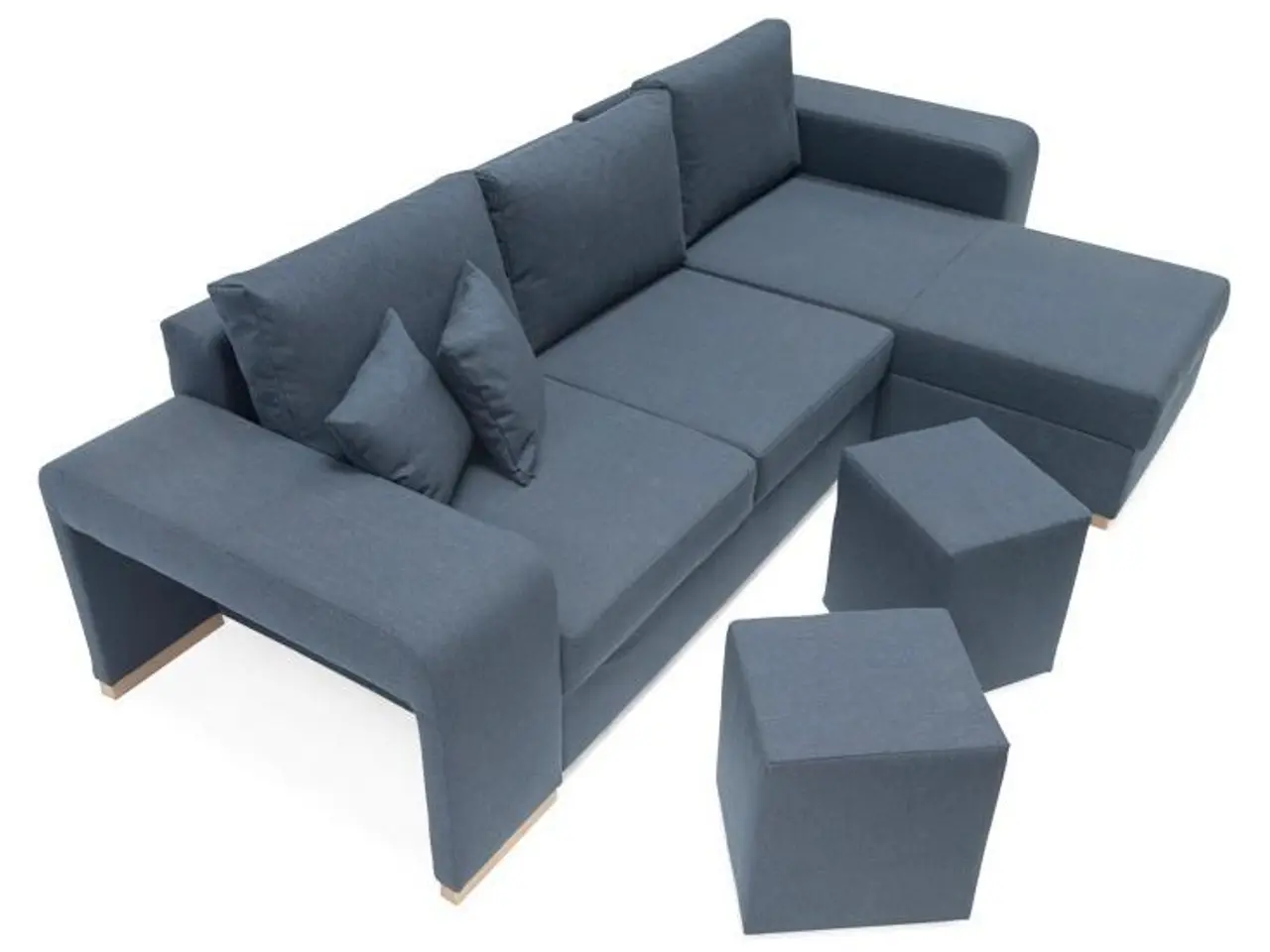 Billede 8 - Vendbar sovesofa Mark med 2 puffer - Blå Inari 80