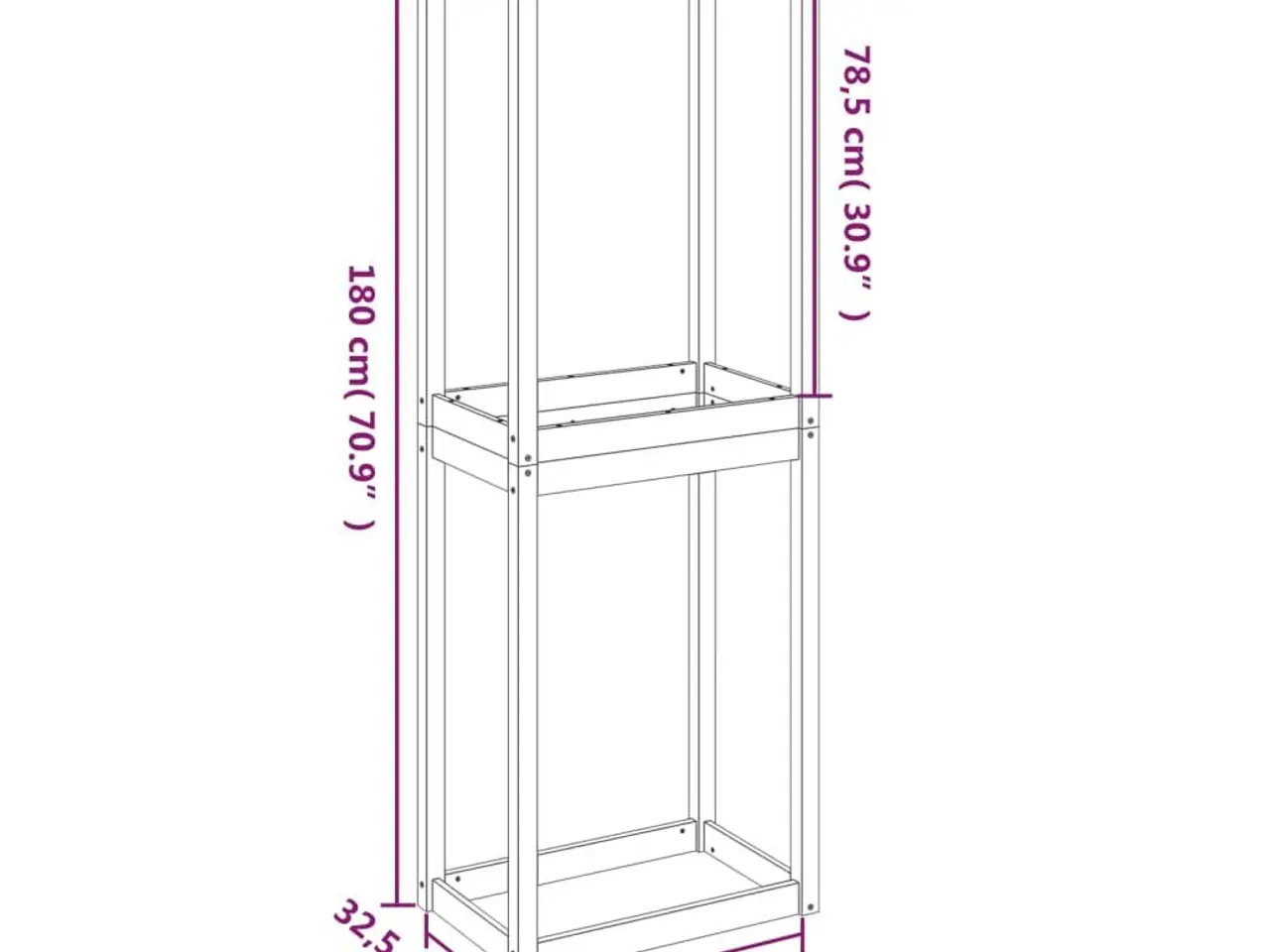 Billede 9 - Dækreol 63x40x180 cm massivt fyrretræ