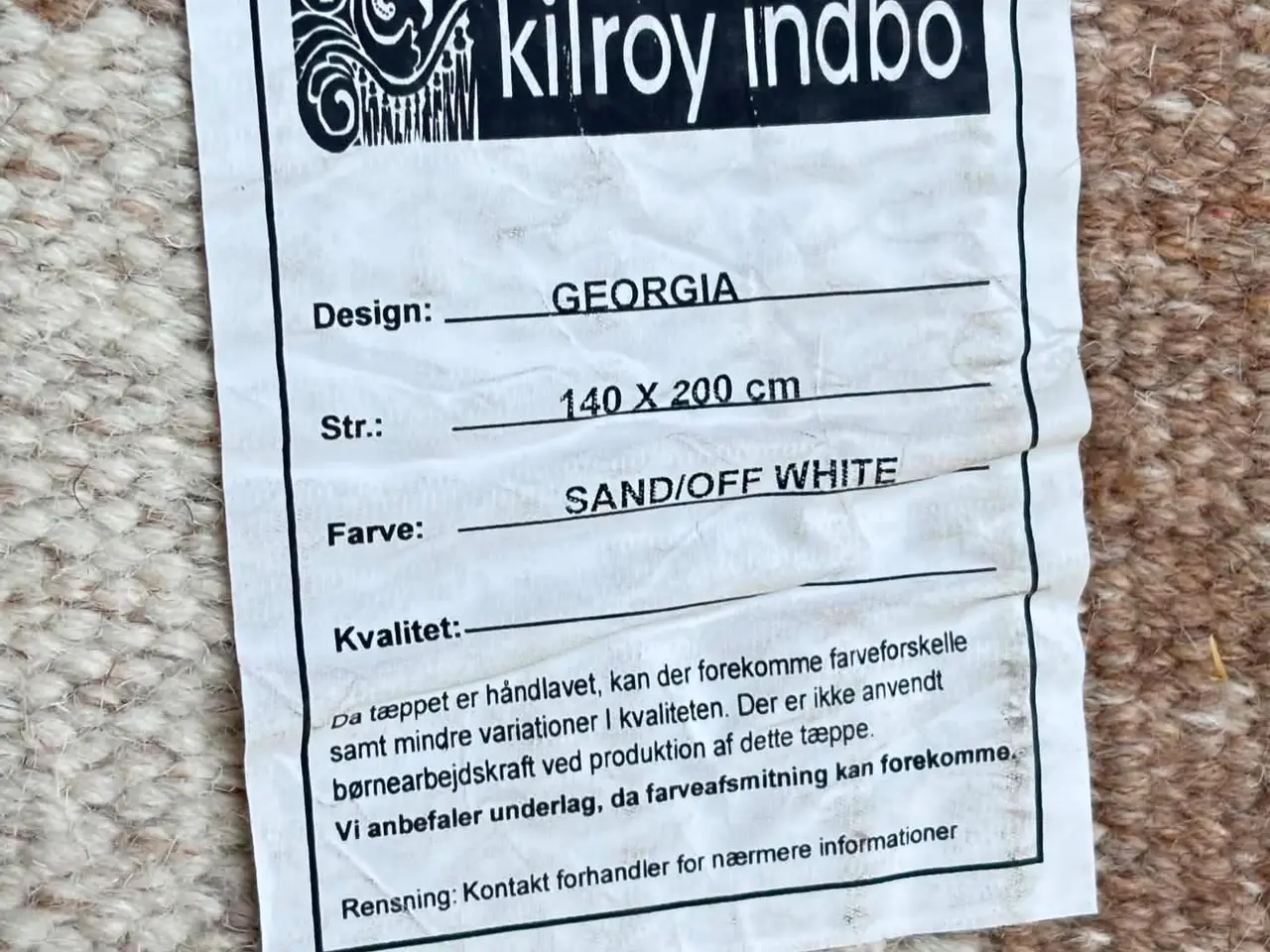 Billede 4 - Indbo Georgia – Håndvævet uldtæppe 140 × 200 cm