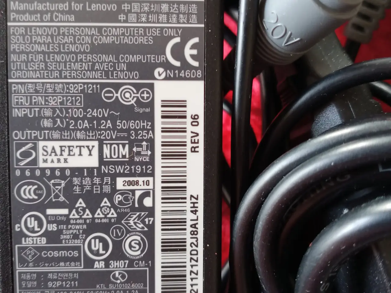 Billede 2 - IBM / Lenovo 20V 3.25A 65W 5.5mm Tip AC Adapter