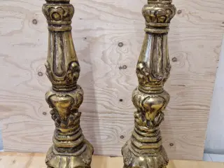 2 søjle lysestage i træ 66 cm høje