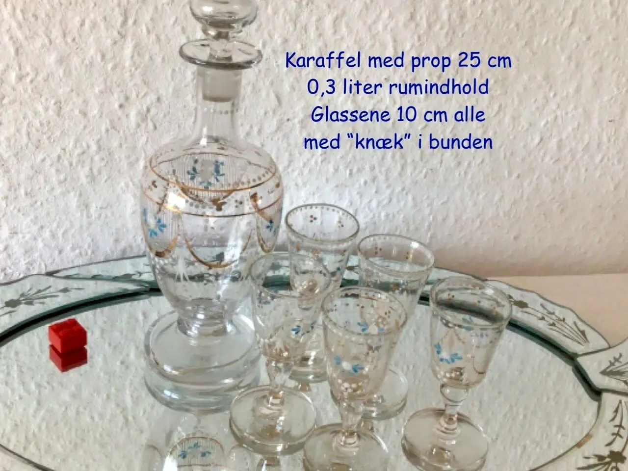 Billede 1 - Antik glas Karaffel med små glas