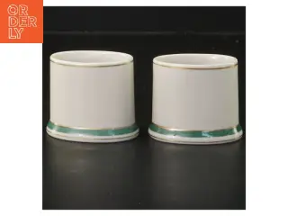 Små porcelæns krukker med grøn kant fra Københavns Porcellains Maleri (str. 6x7 cm)