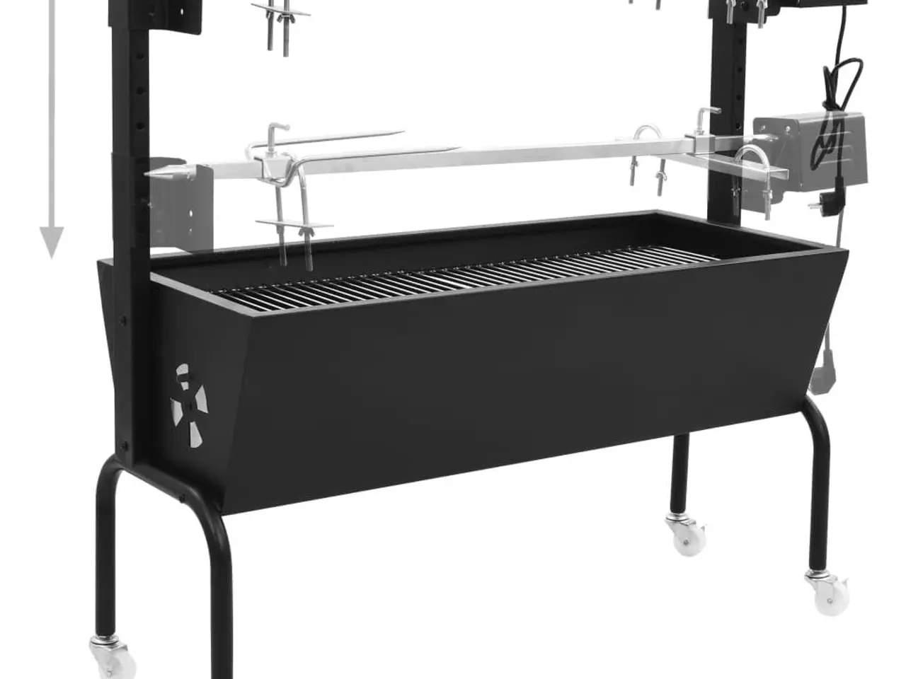 Billede 3 - Elektrisk grill med rotisserie - rustfrit stål, på hjul