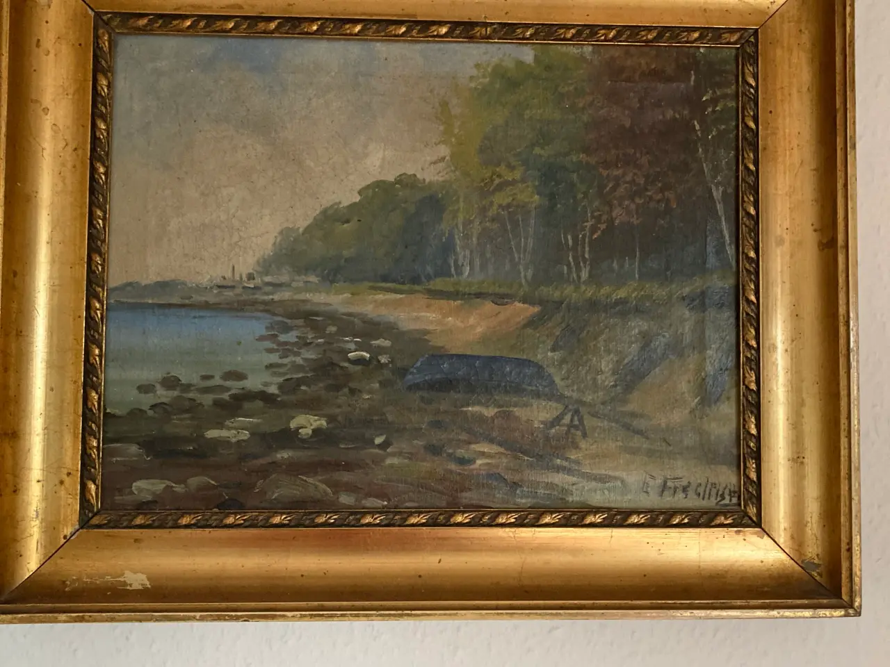 Billede 1 - Maleri robåd på strand 