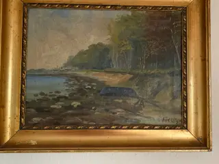 Maleri robåd på strand