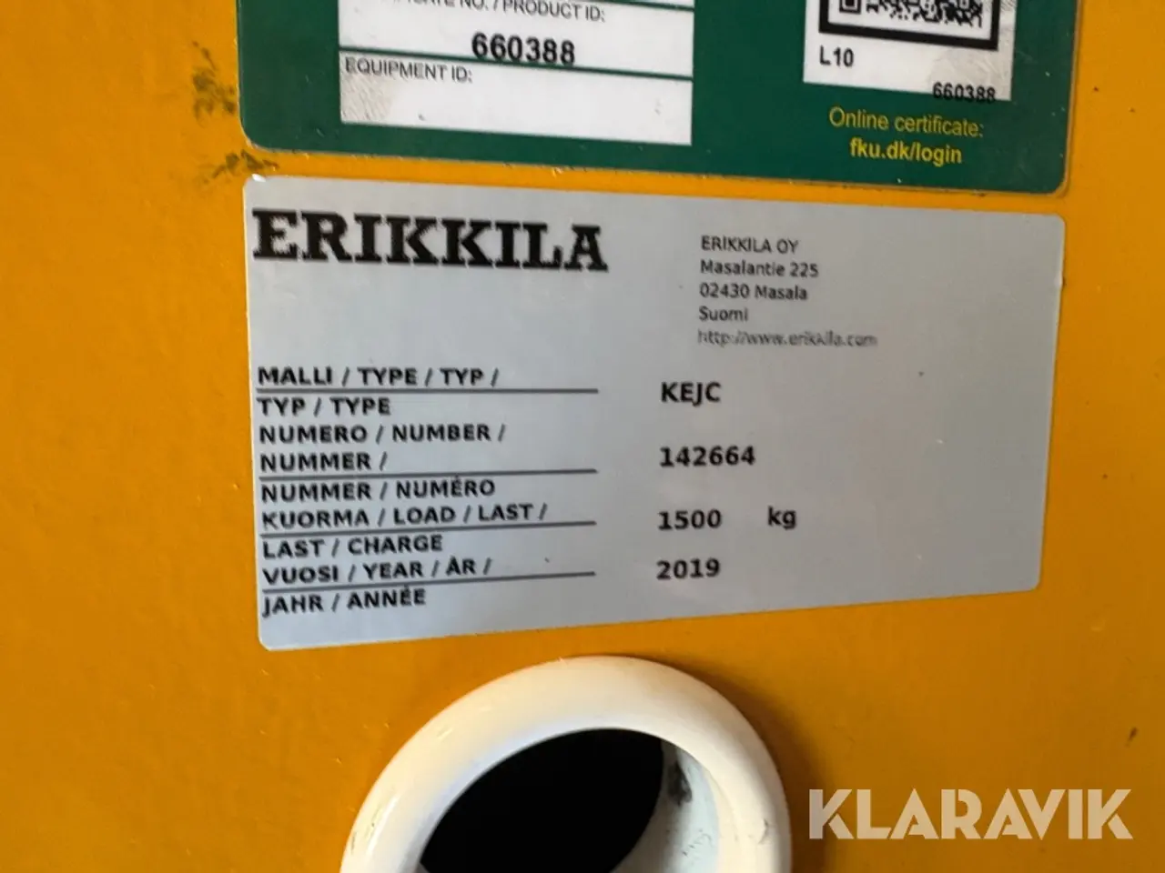 Billede 4 - Kran svingkran ERIKKILA KEJC