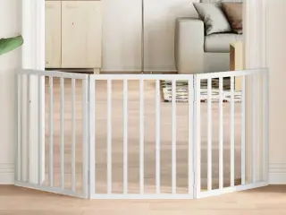 Hundelåge 3 paneler 150 cm foldbar i poppeltræ - hvid