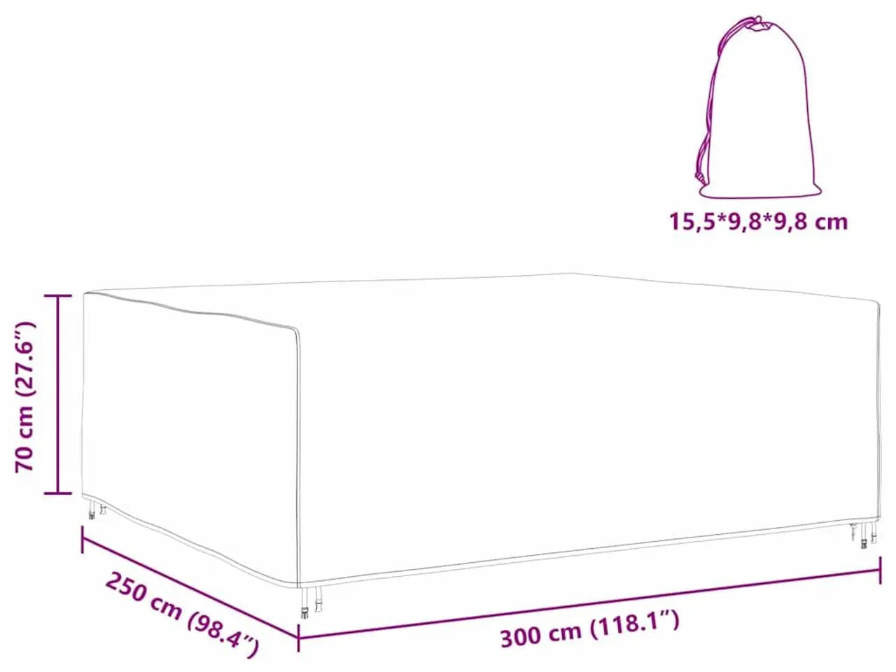 Billede 10 - Møbelovertræk sort 300 x 250 x 70 cm - 210D